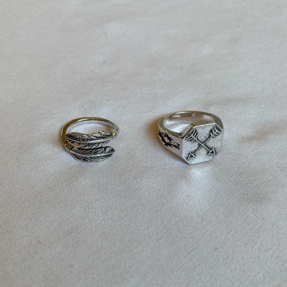 two silver western rings